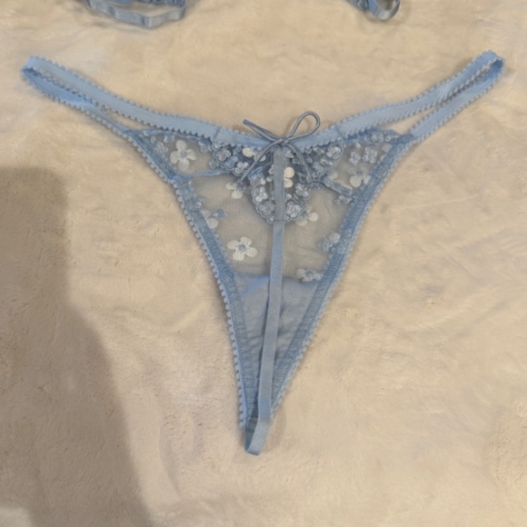 New! GARTER PANTY For Love and Lemons Blue Daisy 2 Piece Set 31342 - Picture 10 of 16